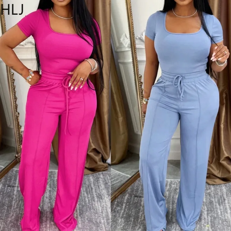 HLJ Summer New Casual Two Piece Outfits Woman Short Sleeved Square Neck Bodycon Top and High Waist Pants Female Office Sets
HLJ Summer New Casual Two Piece Outfits Woman Short Sleeved Square Neck Bodycon Top and High Waist Pants Female Office Sets