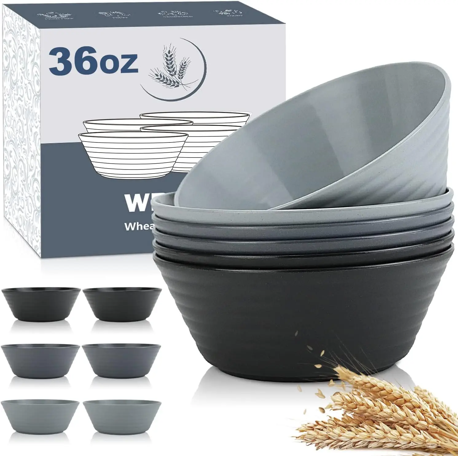 Wheat Straw Bowl Sets 6 PCS 36 OZ Unbreakable Cereal Bowls Microwave and Dishwasher Safe for Camping RV Apartment Dorm Party
Wheat Straw Bowl Sets 6 PCS 36 OZ Unbreakable Cereal Bowls Microwave and Dishwasher Safe for Camping RV Apartment Dorm Party