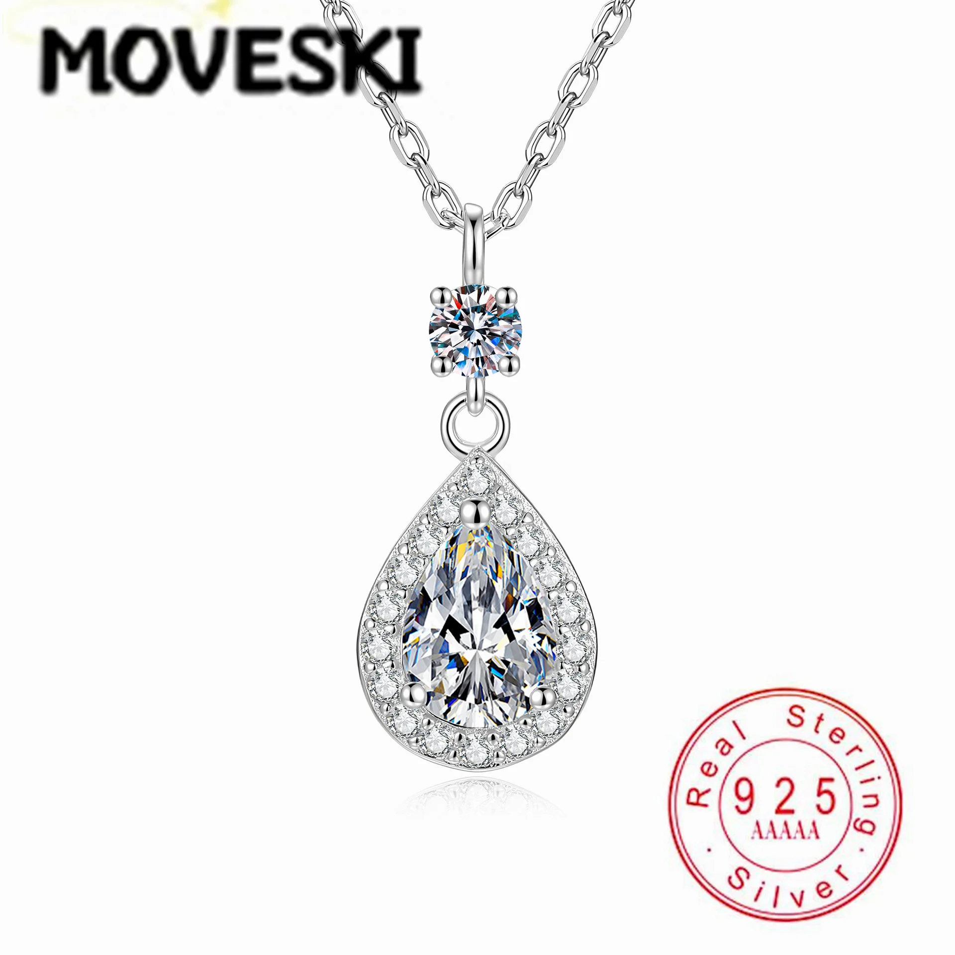S925 Sterling Silver 1CT Pear Cut Moissanite Pendant Necklace for Women, Halo Setting with Top Accent Stone, Fine Jewelry Gift
S925 Sterling Silver 1CT Pear Cut Moissanite Pendant Necklace for Women, Halo Setting with Top Accent Stone, Fine Jewelry Gift