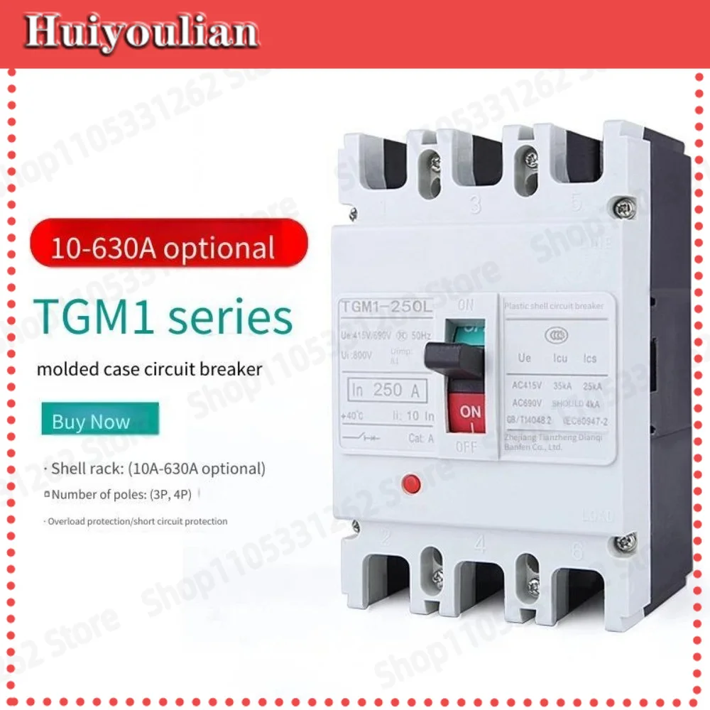 TGM1 Plastic Case Circuit Breaker Air Switch Switch 3P 4P Three-phase 100A160A250A630A400A
TGM1 Plastic Case Circuit Breaker Air Switch Switch 3P 4P Three-phase 100A160A250A630A400A