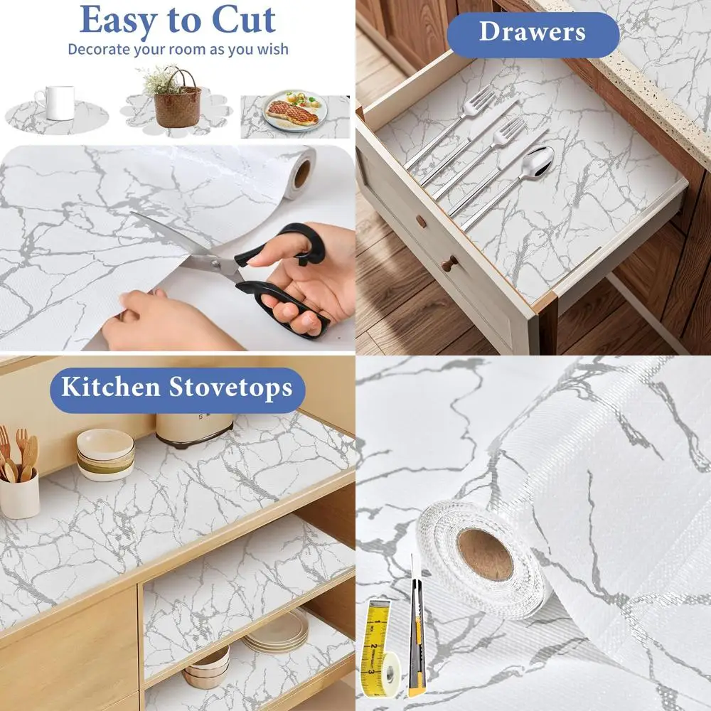 17x30 Inch Non-Slip Waterproof Shelf Paper - Silver Marble Design for Kitchen Cabinets and Bathroom
17x30 Inch Non-Slip Waterproof Shelf Paper - Silver Marble Design for Kitchen Cabinets and Bathroom