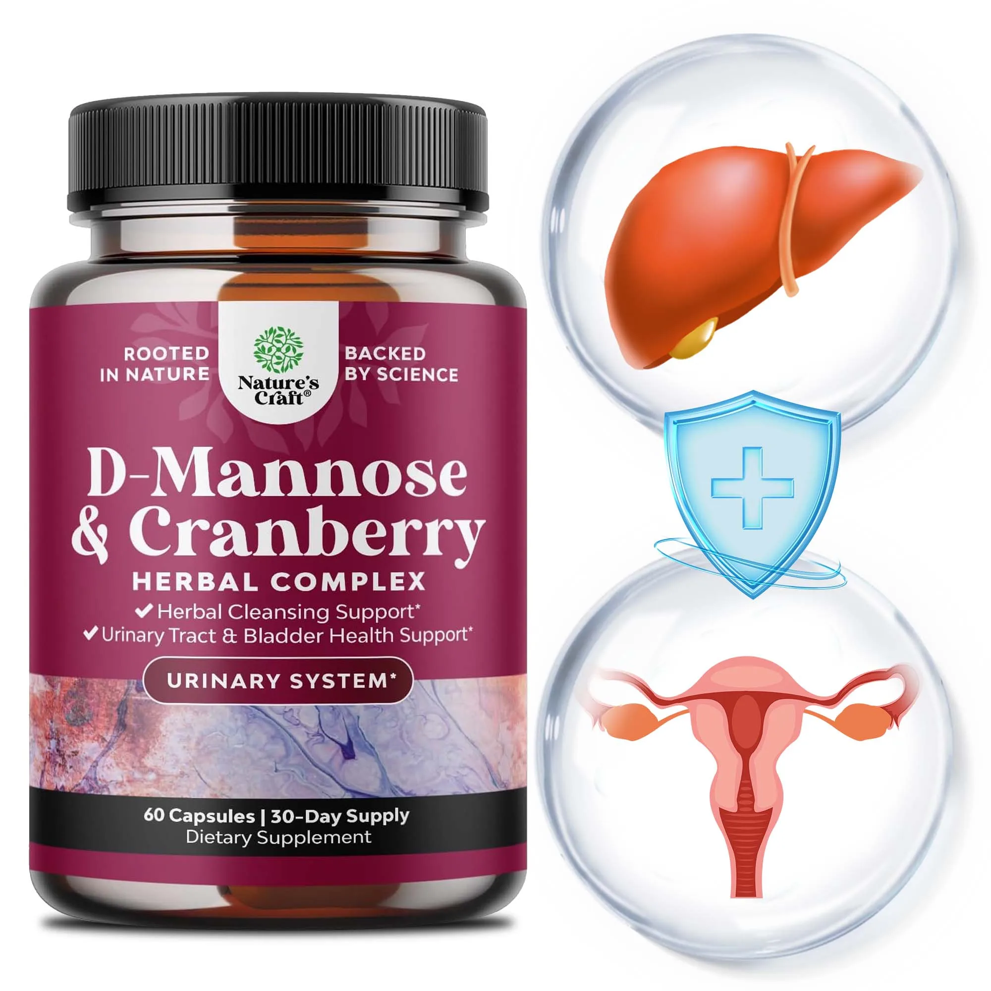 D-Mannose & Cranberry Women's Health Supplement - Support Urinary Tract Bladder Health, Internal Cleansing & Immune
D-Mannose & Cranberry Women's Health Supplement - Support Urinary Tract Bladder Health, Internal Cleansing & Immune