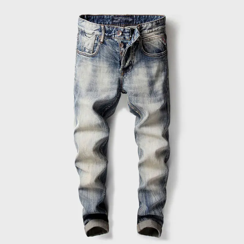 Italian Style Fashion Men Jeans High Quality Retro Washed Blue Stretch Slim Fit Ripped Jeans Men Vintage Designer Denim Pants
Italian Style Fashion Men Jeans High Quality Retro Washed Blue Stretch Slim Fit Ripped Jeans Men Vintage Designer Denim Pants
