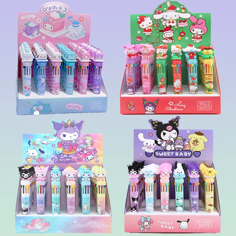 36pcs Sanrio 10 Colors Ballpen Hello Kitty Kuromi Cinnamoroll Multicolor Ballpoint Pen Student Office School Writing Supplies
36pcs Sanrio 10 Colors Ballpen Hello Kitty Kuromi Cinnamoroll Multicolor Ballpoint Pen Student Office School Writing Supplies