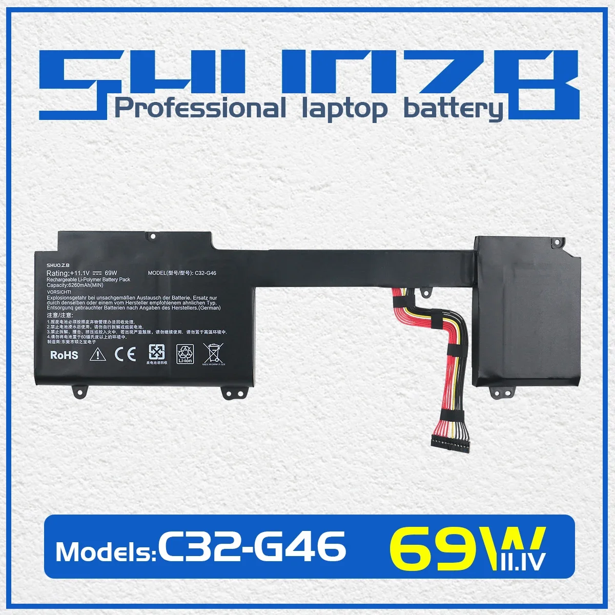 SHUOZB аккумулятор для ноутбука ASUS C32-G46 PRO G46 G46V G46VW серии G46EI363VM G46VW-BSI5N06 11,1 В 69WH 6260 мАч Бесплатные инструменты
SHUOZB аккумулятор для ноутбука ASUS C32-G46 PRO G46 G46V G46VW серии G46EI363VM G46VW-BSI5N06 11,1 В 69WH 6260 мАч Бесплатные инструменты