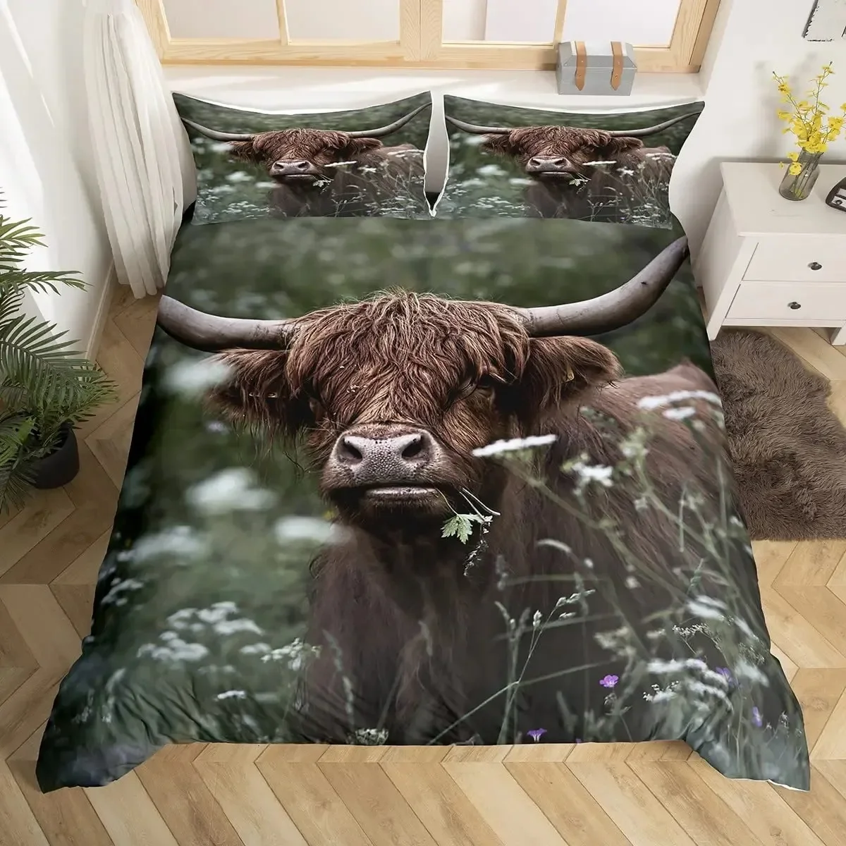 Highland Cow Duvet Cover Set Daisy Bedding Set Funny Bull Cattle Flower Comforter Cover Wildlife Farmhouse Animal Quilt Cover
Highland Cow Duvet Cover Set Daisy Bedding Set Funny Bull Cattle Flower Comforter Cover Wildlife Farmhouse Animal Quilt Cover