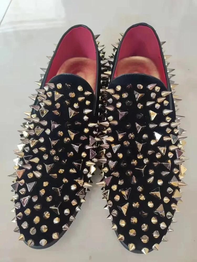 Black Men Shoes Punk Spike Rivet Shoes Leather Casual Shoes Man Fashion Luxury Designer Men Flats Loafers Chaussure Homme
Black Men Shoes Punk Spike Rivet Shoes Leather Casual Shoes Man Fashion Luxury Designer Men Flats Loafers Chaussure Homme