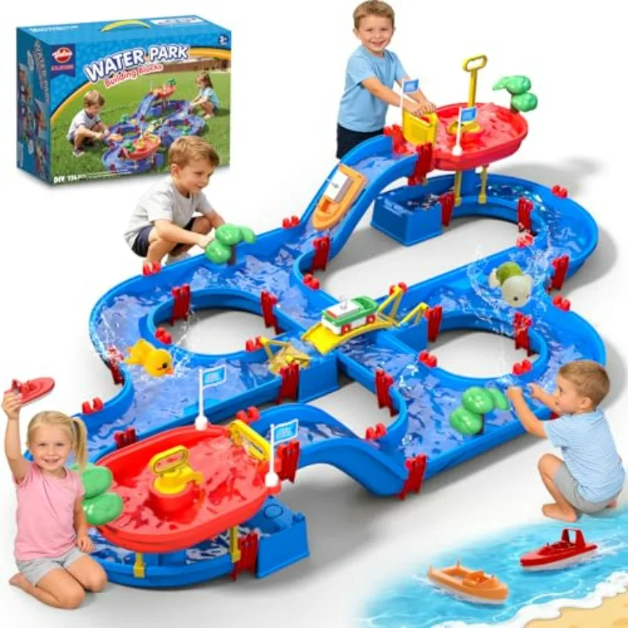 2-Tier Toddlers Water Table Toy 114 PCS DIY Dual-Basin Water Pump Summer Outdoor Water Toys Backyard Beach Balcony Garden Fun W
2-Tier Toddlers Water Table Toy 114 PCS DIY Dual-Basin Water Pump Summer Outdoor Water Toys Backyard Beach Balcony Garden Fun W