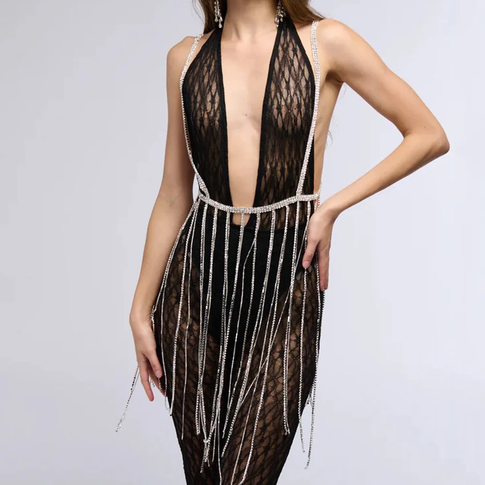 Long Tassel Rhinestone Body Chain, Sexy Fashion Party Shiny Sexy Waist Chain Women's Body Chain
Long Tassel Rhinestone Body Chain, Sexy Fashion Party Shiny Sexy Waist Chain Women's Body Chain