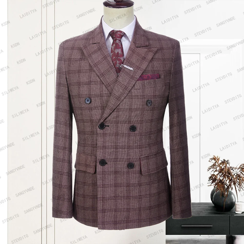 2023 Fashion Men Linen Suit Casual Business Double Breasted Wine Red White Plaid Summer Wedding Formal Dress Jacket Blazer Coat
2023 Fashion Men Linen Suit Casual Business Double Breasted Wine Red White Plaid Summer Wedding Formal Dress Jacket Blazer Coat