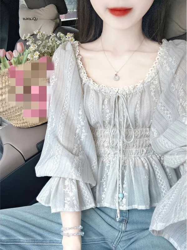Elegant Square Collar Shirt Women's Spring 2026 Knot Tie Top French Style Slim Fit Long Sleeve Floral Print
Elegant Square Collar Shirt Women's Spring 2026 Knot Tie Top French Style Slim Fit Long Sleeve Floral Print