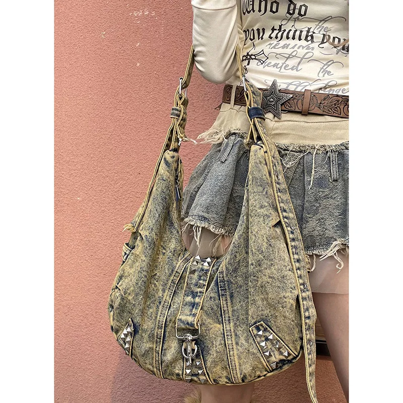Women American Retro Denim Tote Bag Girls Street Trend Ins Style Shoulder Bags Lady Daily Commute Versatile Crossbody Bags
Women American Retro Denim Tote Bag Girls Street Trend Ins Style Shoulder Bags Lady Daily Commute Versatile Crossbody Bags