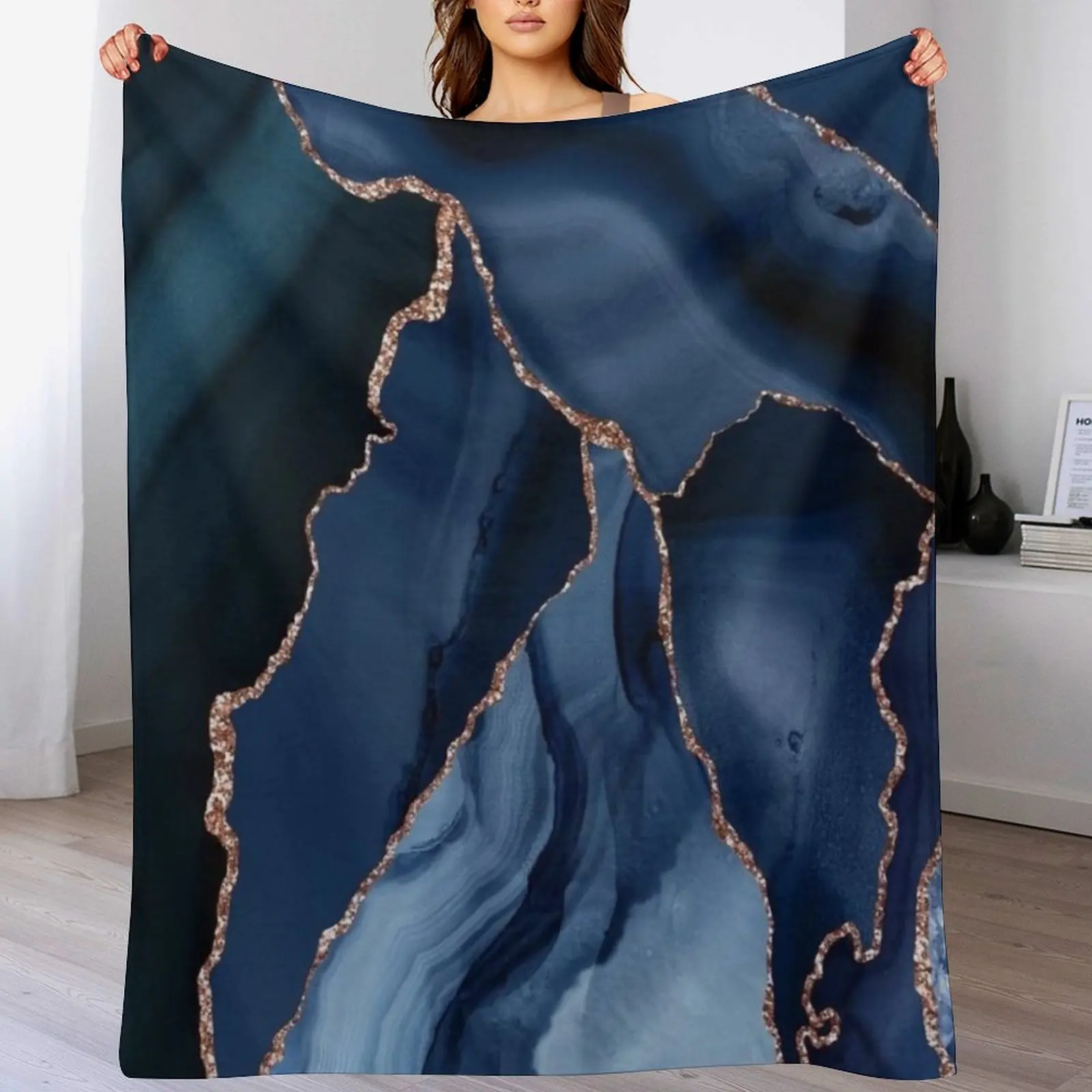 Luxurious Navy and Deep Blue and Rose Gold Shimmer Throw Blanket Flannel Fabric Multi-Purpose Hairy anime Blankets
Luxurious Navy and Deep Blue and Rose Gold Shimmer Throw Blanket Flannel Fabric Multi-Purpose Hairy anime Blankets