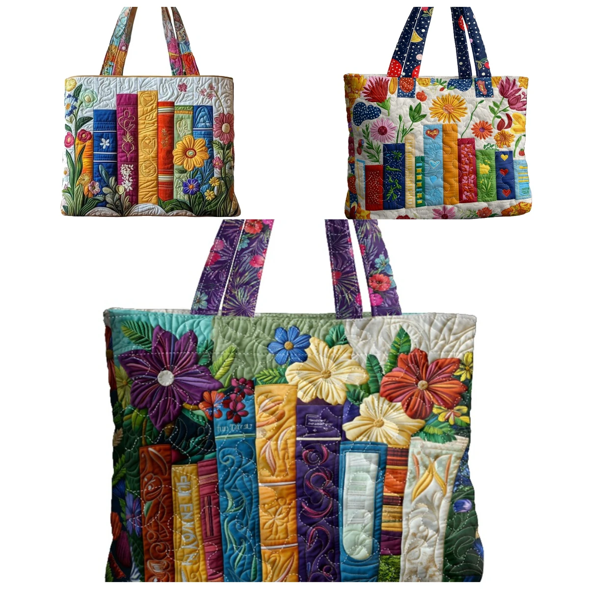 Vintage Floral Book Quilted Tote Boho Chic Shoulder Bag Men Women Daily Handbag Shopping Bags
Vintage Floral Book Quilted Tote Boho Chic Shoulder Bag Men Women Daily Handbag Shopping Bags
