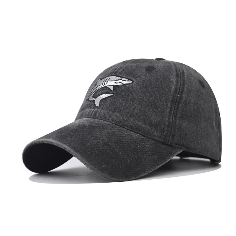 Washed Distressed Cotton Little Shark Embroidered Baseball Cap Snapback Hat For Men And Women Outdoor Four Seasons Dad Hat
Washed Distressed Cotton Little Shark Embroidered Baseball Cap Snapback Hat For Men And Women Outdoor Four Seasons Dad Hat