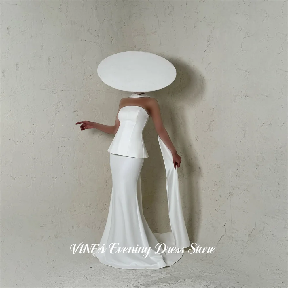 VINES White Mermaid Prom Dresses Strapless Minimalist Formal Dresses with Draped Neck Scarf Party Dresses for Women Customized
VINES White Mermaid Prom Dresses Strapless Minimalist Formal Dresses with Draped Neck Scarf Party Dresses for Women Customized