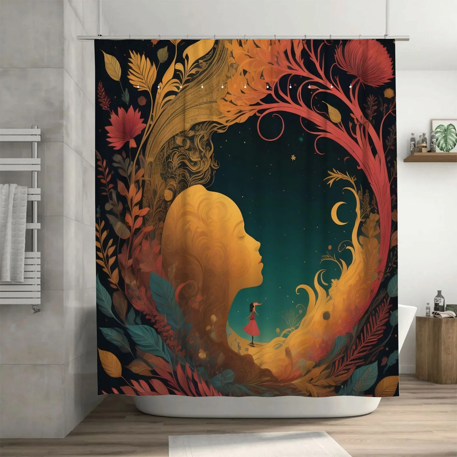 Dreamy Celestial Woman Shower Curtain - Waterproof, Mildew-Resistant, Machine Washable for Fantasy Bathroom Decor
Dreamy Celestial Woman Shower Curtain - Waterproof, Mildew-Resistant, Machine Washable for Fantasy Bathroom Decor
