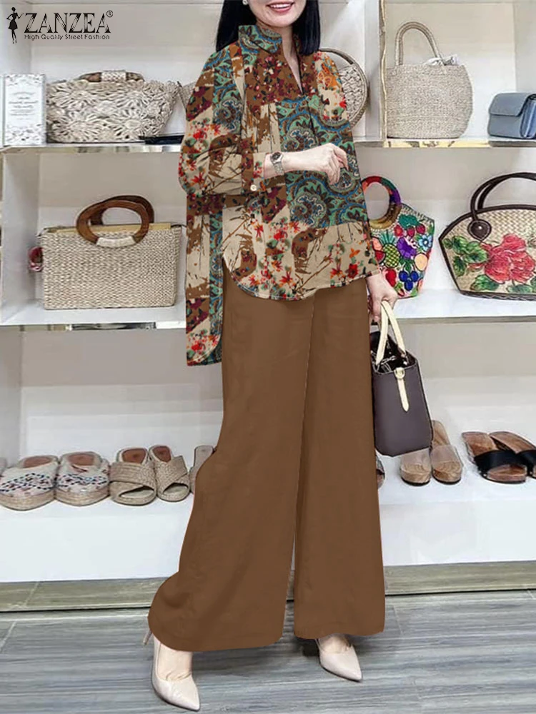 ZANZEA Autumn Vintage Long Sleeve Printed Blouse Trousers Suit Woman Casual Matching Sets Bohemain Pant Sets Spring Tracksuits
ZANZEA Autumn Vintage Long Sleeve Printed Blouse Trousers Suit Woman Casual Matching Sets Bohemain Pant Sets Spring Tracksuits
