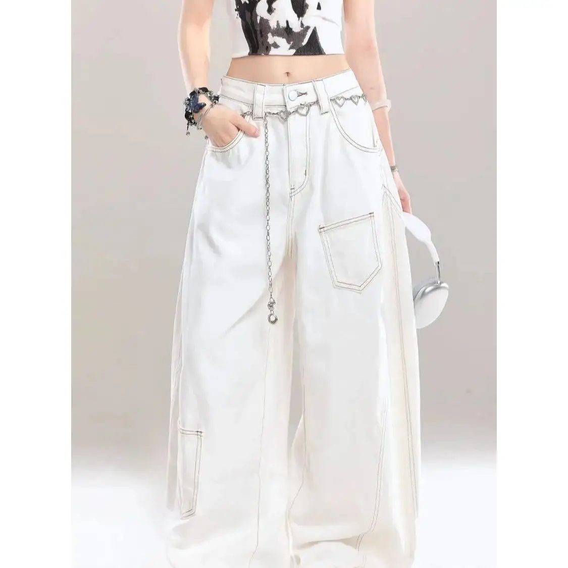 Retro American Cleanfit Decosition Knife Jeans Women's Loose Casual Wide Leg Pants High Waist Pleated Denim Cotton Polyester
Retro American Cleanfit Decosition Knife Jeans Women's Loose Casual Wide Leg Pants High Waist Pleated Denim Cotton Polyester