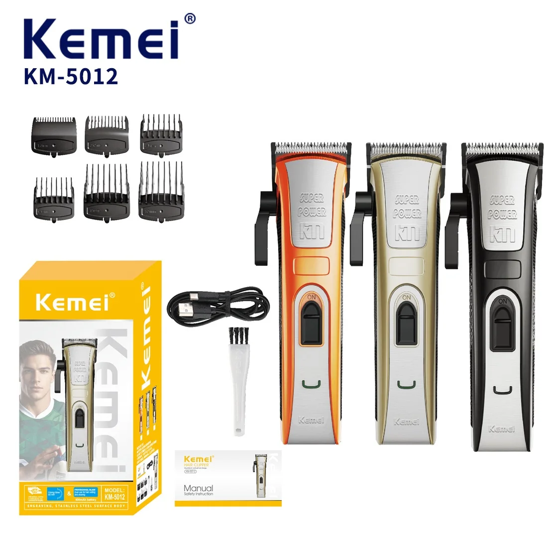 Kemei KM-5012 Professional Hair Clipper 1200mAh Electric Hair Clippers USB Rechargeable Hair Trimmers Hair Cutting Machine
Kemei KM-5012 Professional Hair Clipper 1200mAh Electric Hair Clippers USB Rechargeable Hair Trimmers Hair Cutting Machine