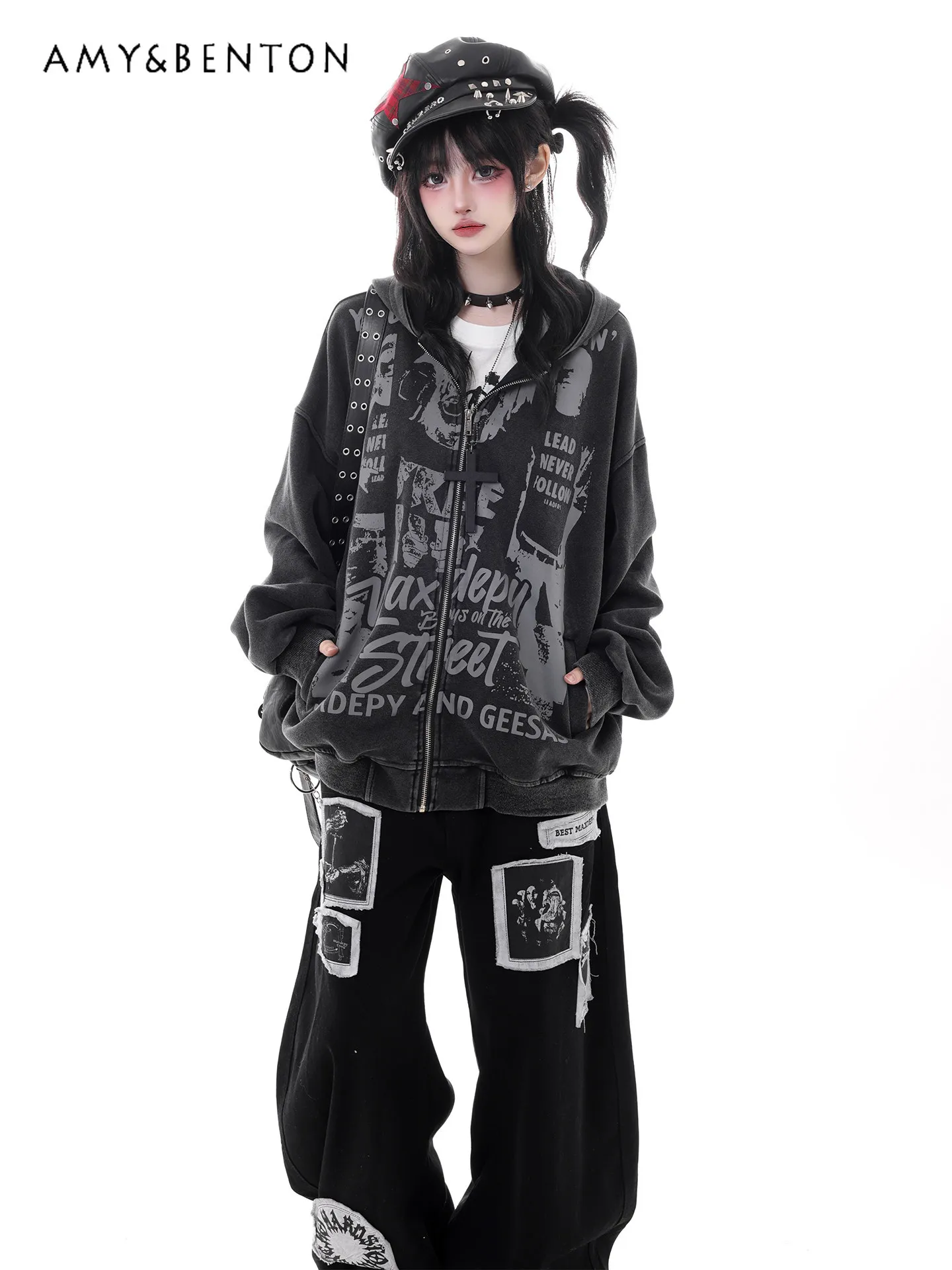 American Street Cartoon Print Hooded Zipper Sweater Women Harajuku Style Sweet Cool Girl Loose Casual Gothic Hoodies Spring New
American Street Cartoon Print Hooded Zipper Sweater Women Harajuku Style Sweet Cool Girl Loose Casual Gothic Hoodies Spring New