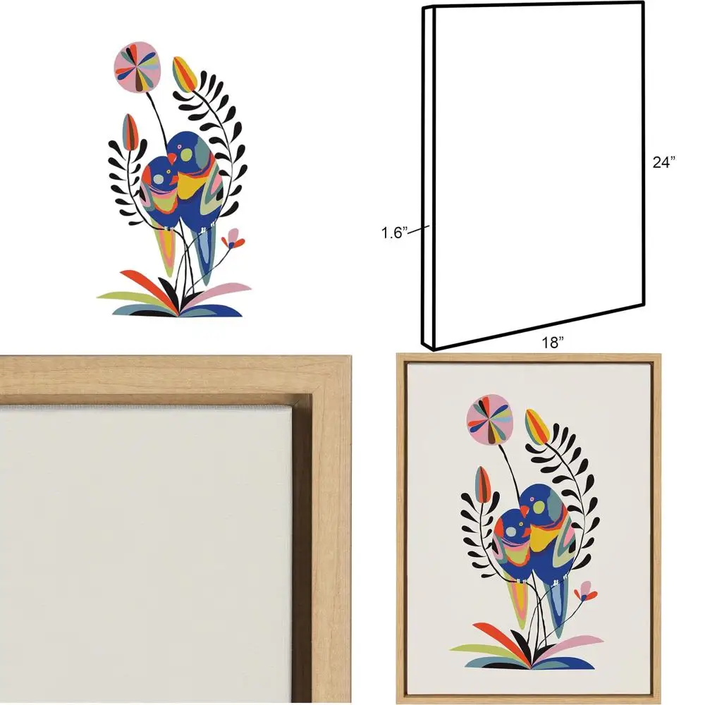 Rachel Lee's 18x24 Mid-Century Natural Canvas, Kate and Laurel Sylvie Rainbow Lorikeet Wall Art
Rachel Lee's 18x24 Mid-Century Natural Canvas, Kate and Laurel Sylvie Rainbow Lorikeet Wall Art