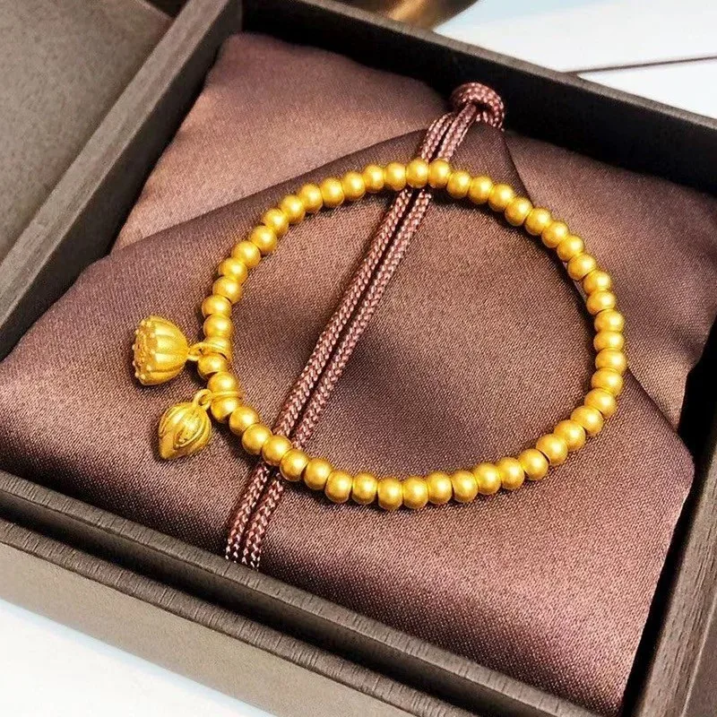 Luxury 24K 9999 Pure Gold real gold Women's Two-time Lotus Bracelet Ancient Gold Bead Bracelet
Luxury 24K 9999 Pure Gold real gold Women's Two-time Lotus Bracelet Ancient Gold Bead Bracelet