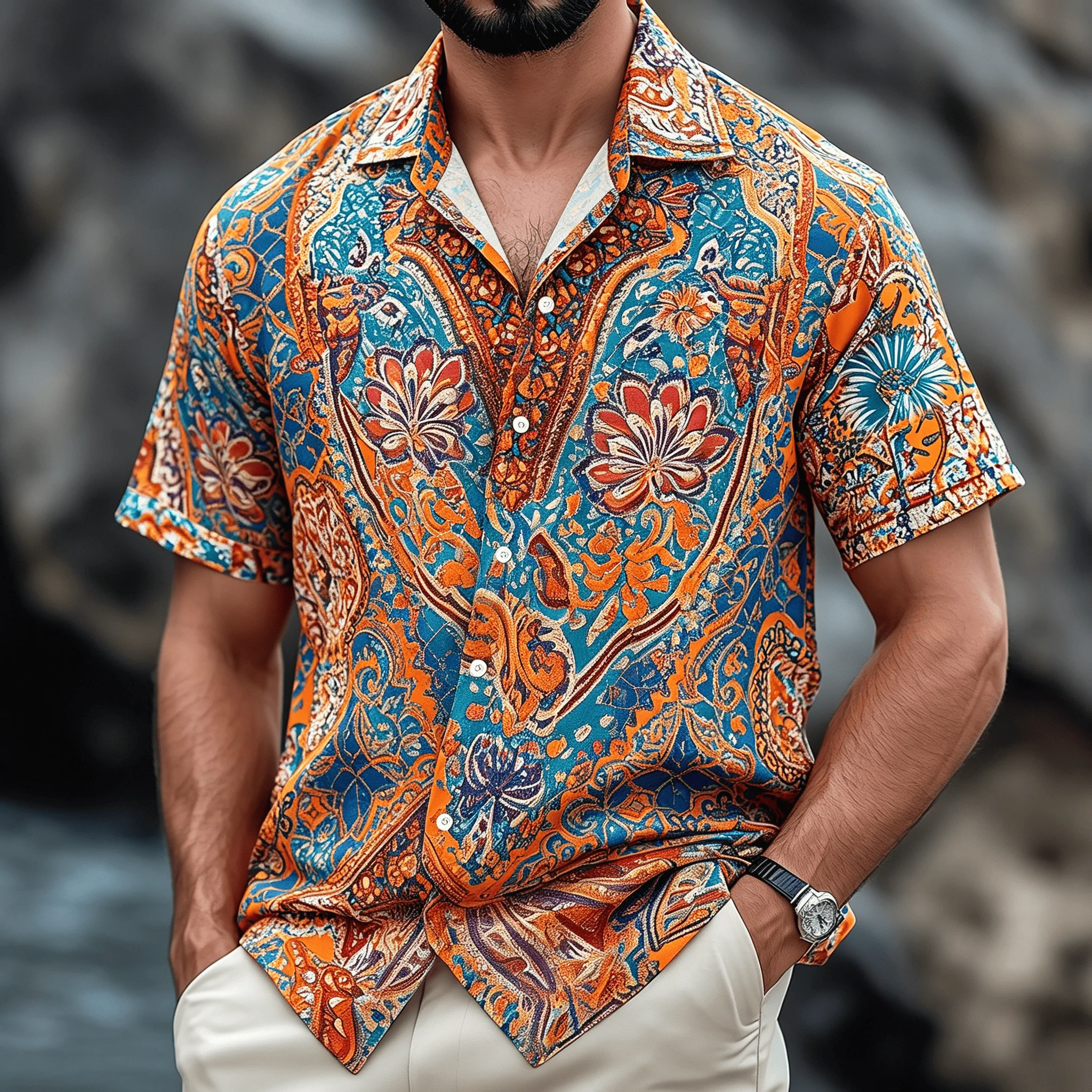 Men's Vintage Boho Paisley Print Short Sleeve Shirt, Retro Ethnic Button-Down Spring Summer Top
Men's Vintage Boho Paisley Print Short Sleeve Shirt, Retro Ethnic Button-Down Spring Summer Top