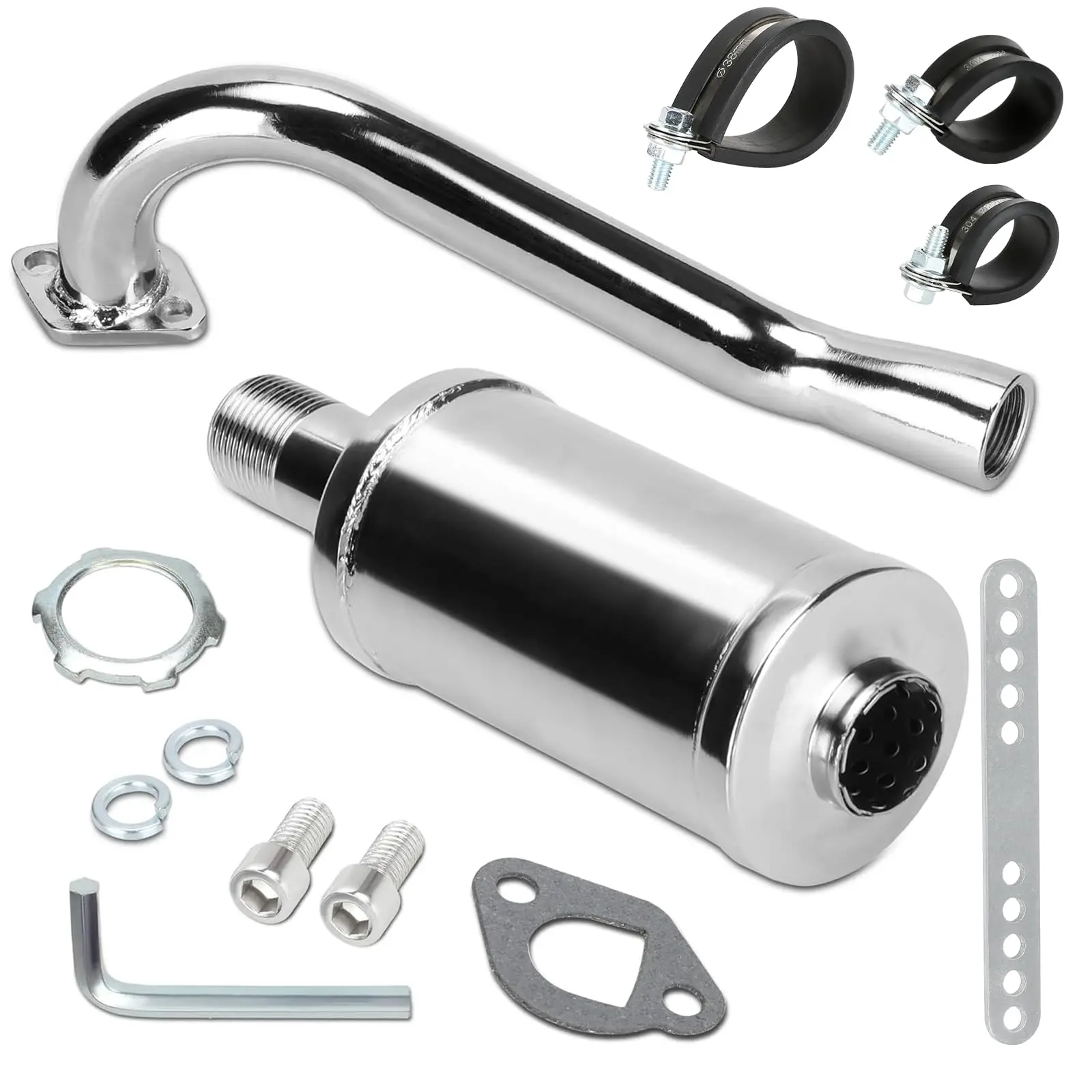 Stainless Steel Exhaust System With Muffler For 212cc And 196cc Non-Hemi Engines Go Kart Trailmaster Hammerhead Yerf Dog
Stainless Steel Exhaust System With Muffler For 212cc And 196cc Non-Hemi Engines Go Kart Trailmaster Hammerhead Yerf Dog