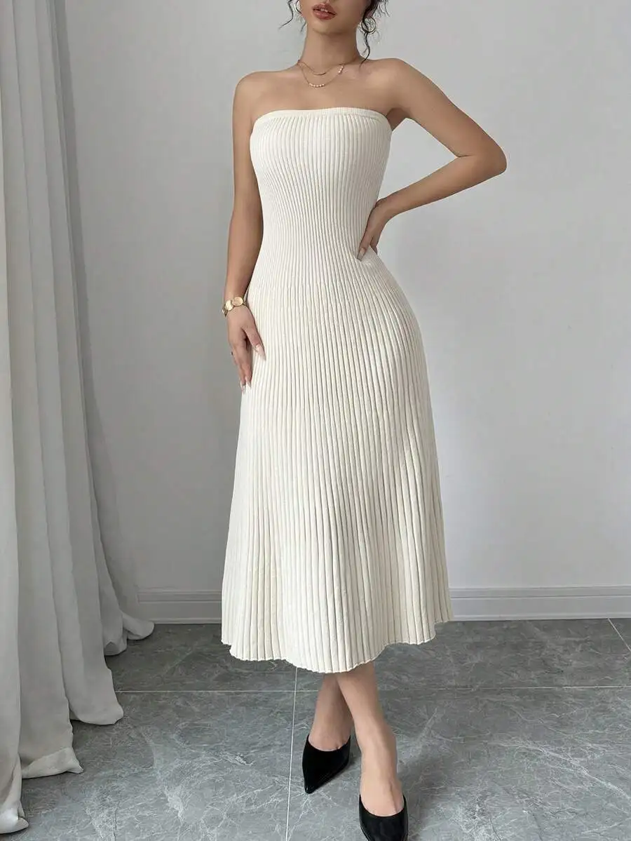 Womens Ribbed Tube Top Slim Fit Midi Knitted Dress
Womens Ribbed Tube Top Slim Fit Midi Knitted Dress