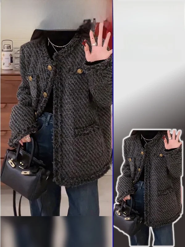 Пальто-кардиган из твида больших размеров с эффектом похудения, повседневное, с длинными рукавами, круглым вырезом, на пуговицах, для молодых женщин, весна-осень
Пальто-кардиган из твида больших размеров с эффектом похудения, повседневное, с длинными рукавами, круглым вырезом, на пуговицах, для молодых женщин, весна-осень