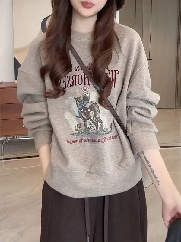 Loose Long Sleeve round Neck Printed Sweatshirt Women's Spring New Style plus Size Cartoon Design Casual Comfortable Top
Loose Long Sleeve round Neck Printed Sweatshirt Women's Spring New Style plus Size Cartoon Design Casual Comfortable Top