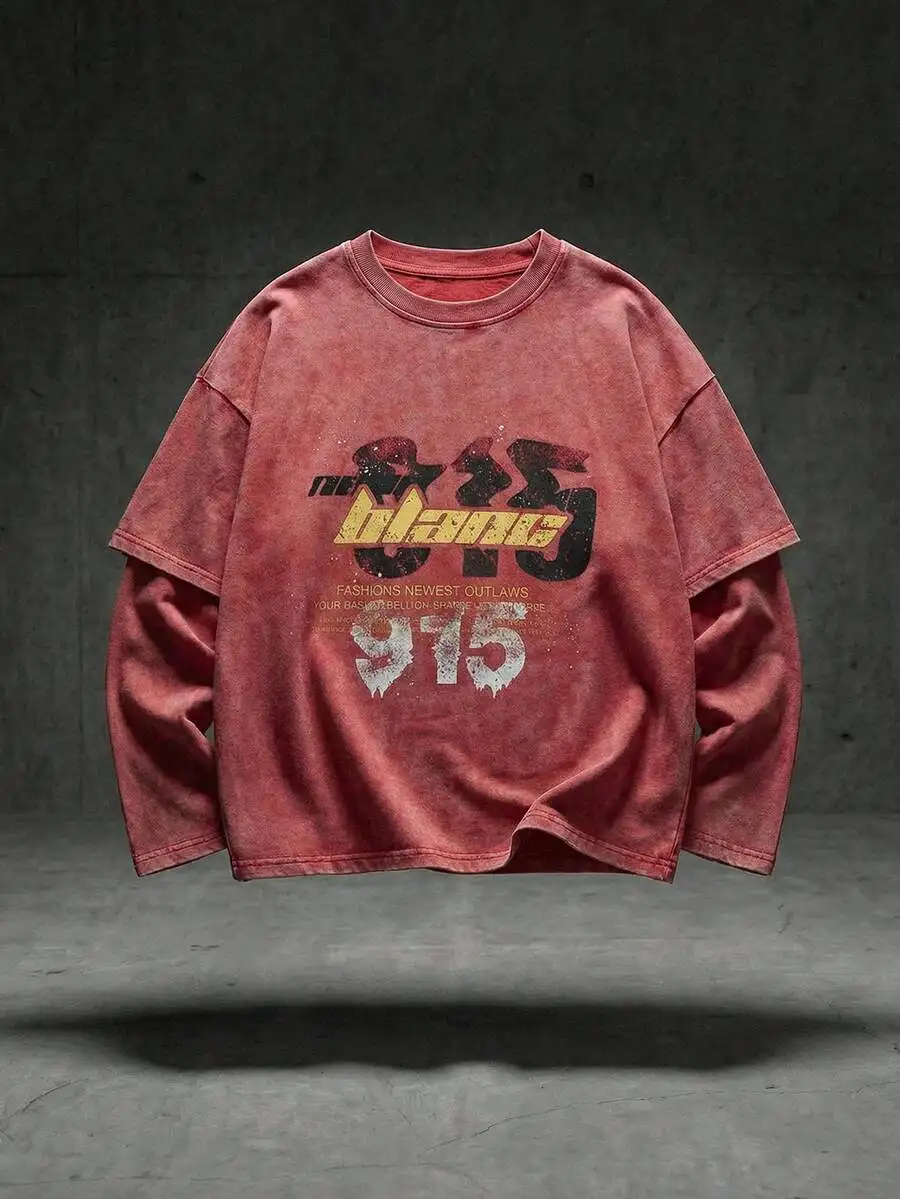 Men Loose Fit Long Sleeve T-Shirt With Graphic Print Casual Urban Style
Men Loose Fit Long Sleeve T-Shirt With Graphic Print Casual Urban Style