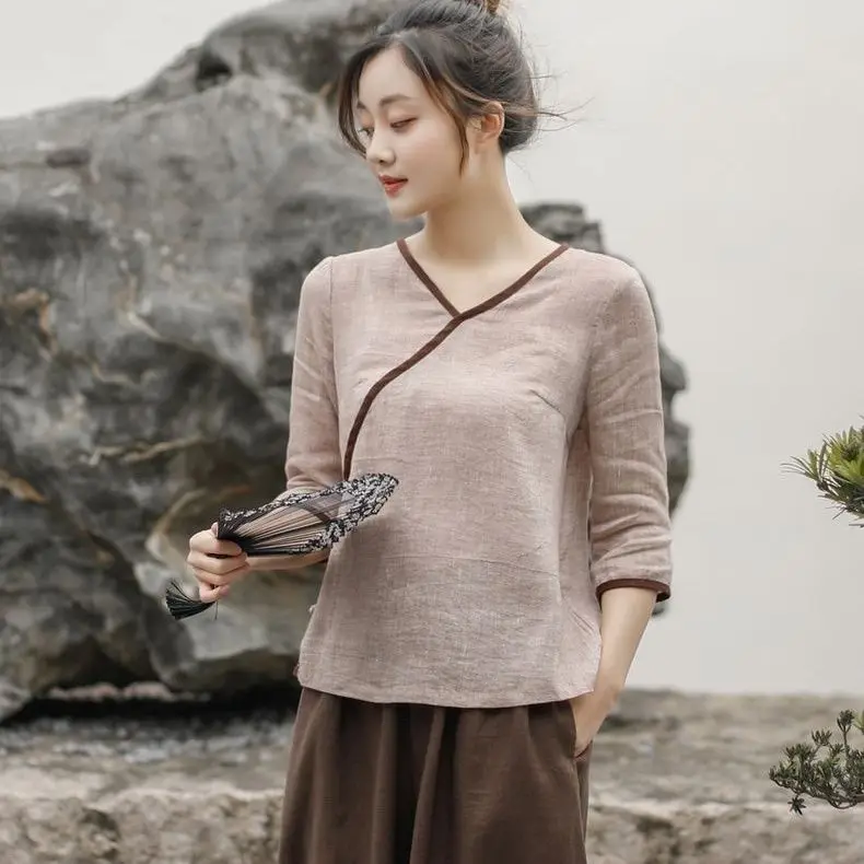 Hanfu Chinese Style Retro Women's Tea Art Clothing Zen Spring and Summer Zen Clothing Single Top
Hanfu Chinese Style Retro Women's Tea Art Clothing Zen Spring and Summer Zen Clothing Single Top