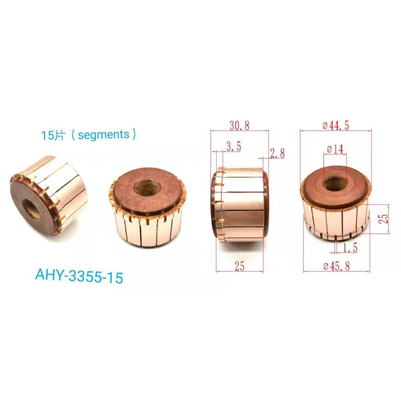 2PCS 44.5x14x30.8(65) 15P Copper Bars Slot Type Electric Motor Commutator AHY-3355-15
2PCS 44.5x14x30.8(65) 15P Copper Bars Slot Type Electric Motor Commutator AHY-3355-15