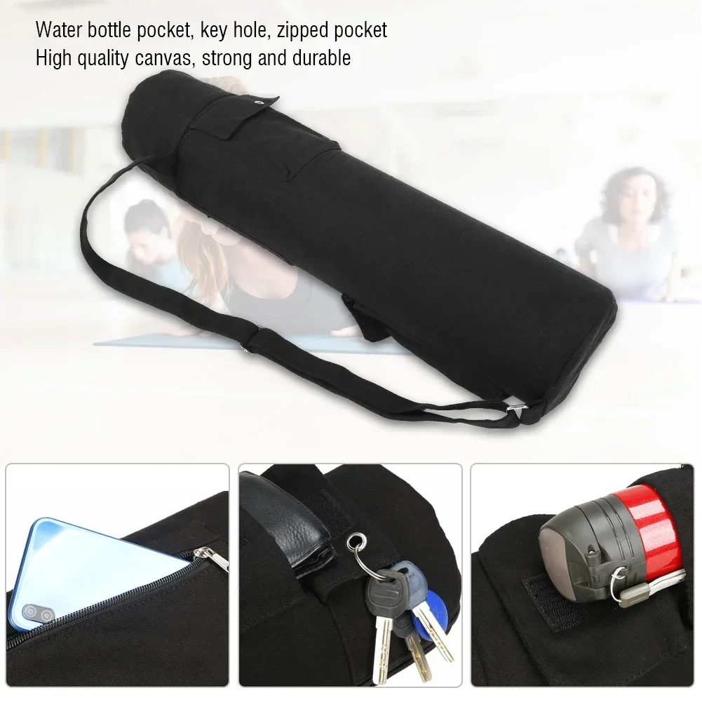 Multifunctional Black Canvas Yoga Mat Storage Bag Carrier Backpack With Adjustable Strap
Multifunctional Black Canvas Yoga Mat Storage Bag Carrier Backpack With Adjustable Strap