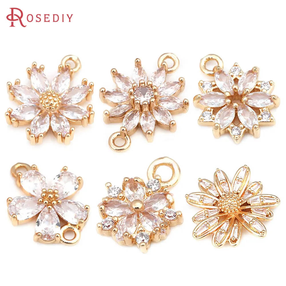 18K Gold Color Brass and Zircon Flower Charms Pendants Jewelry Making Necklace Earrings Diy Accessories
18K Gold Color Brass and Zircon Flower Charms Pendants Jewelry Making Necklace Earrings Diy Accessories