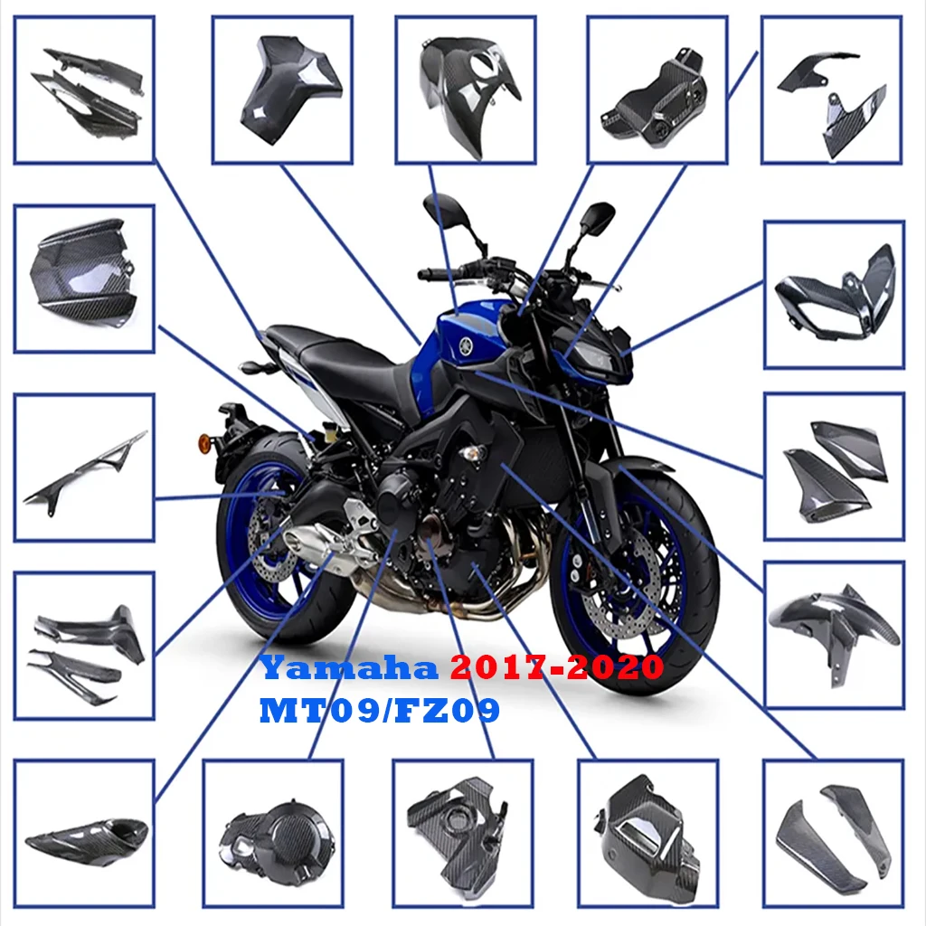Motorcycle For Yamaha MT09 FZ09 2017-2020 100% Carbon Fiber Swingarm Cover Fender Frame Fuel Tank Fairing Accessories Side Panel
Motorcycle For Yamaha MT09 FZ09 2017-2020 100% Carbon Fiber Swingarm Cover Fender Frame Fuel Tank Fairing Accessories Side Panel