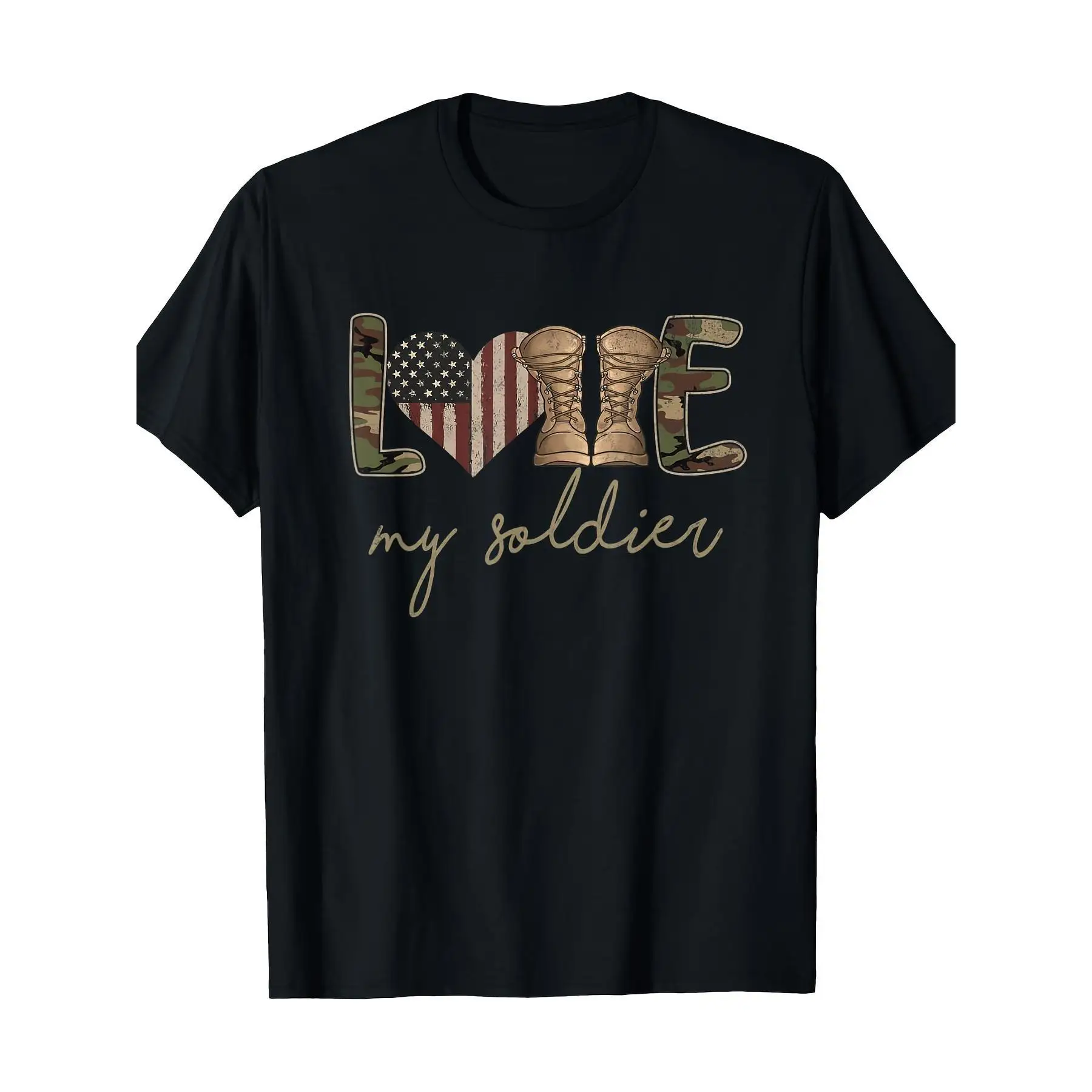 I Love My Soldier Military Army Wife USA Camour Flag T-Shirt - 180g 100% Cotton, Casual Crew Neck, Short Sleeve, Regular Fit
I Love My Soldier Military Army Wife USA Camour Flag T-Shirt - 180g 100% Cotton, Casual Crew Neck, Short Sleeve, Regular Fit