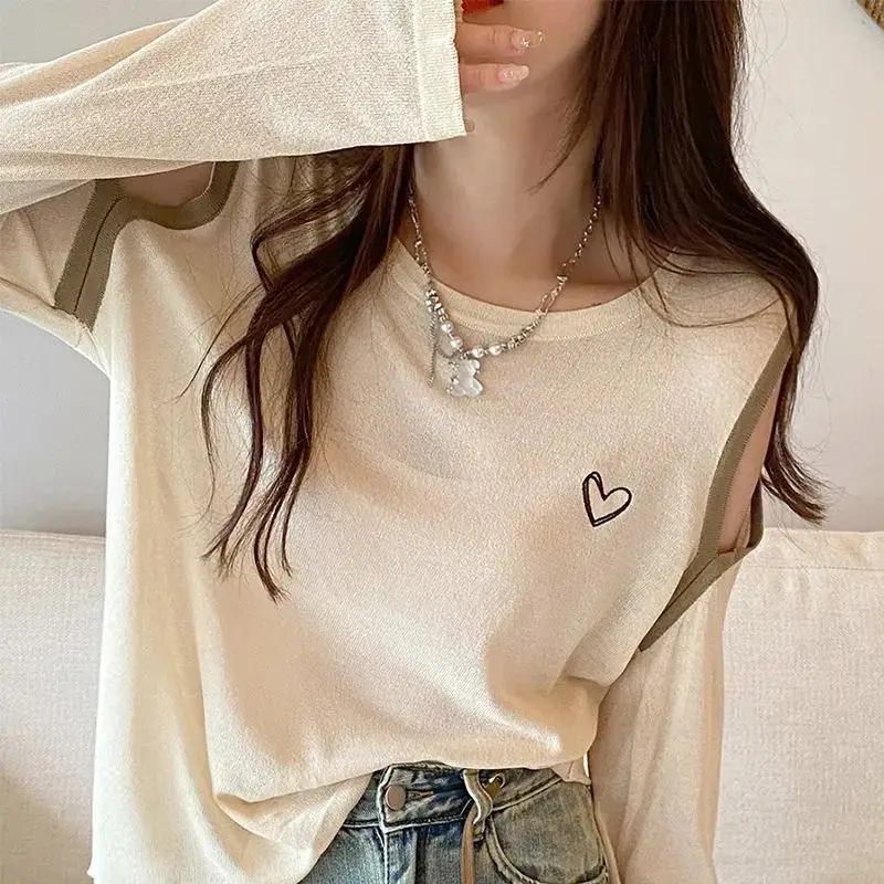 Long Sleeve Hollow Out Lazy Style Pullovers Top Summer Trend Solid O-neck Loose Korean T Shirts Fashion Casual Women Clothing
Long Sleeve Hollow Out Lazy Style Pullovers Top Summer Trend Solid O-neck Loose Korean T Shirts Fashion Casual Women Clothing