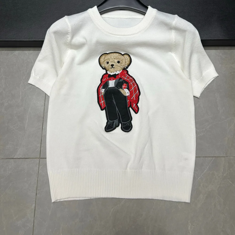 Women's Clothing Cartoon Embroidery Knit Sweater O-neck Thin Slim Casual Knitted Tops Summer Short Sleeve Pullover Knitwear
Women's Clothing Cartoon Embroidery Knit Sweater O-neck Thin Slim Casual Knitted Tops Summer Short Sleeve Pullover Knitwear