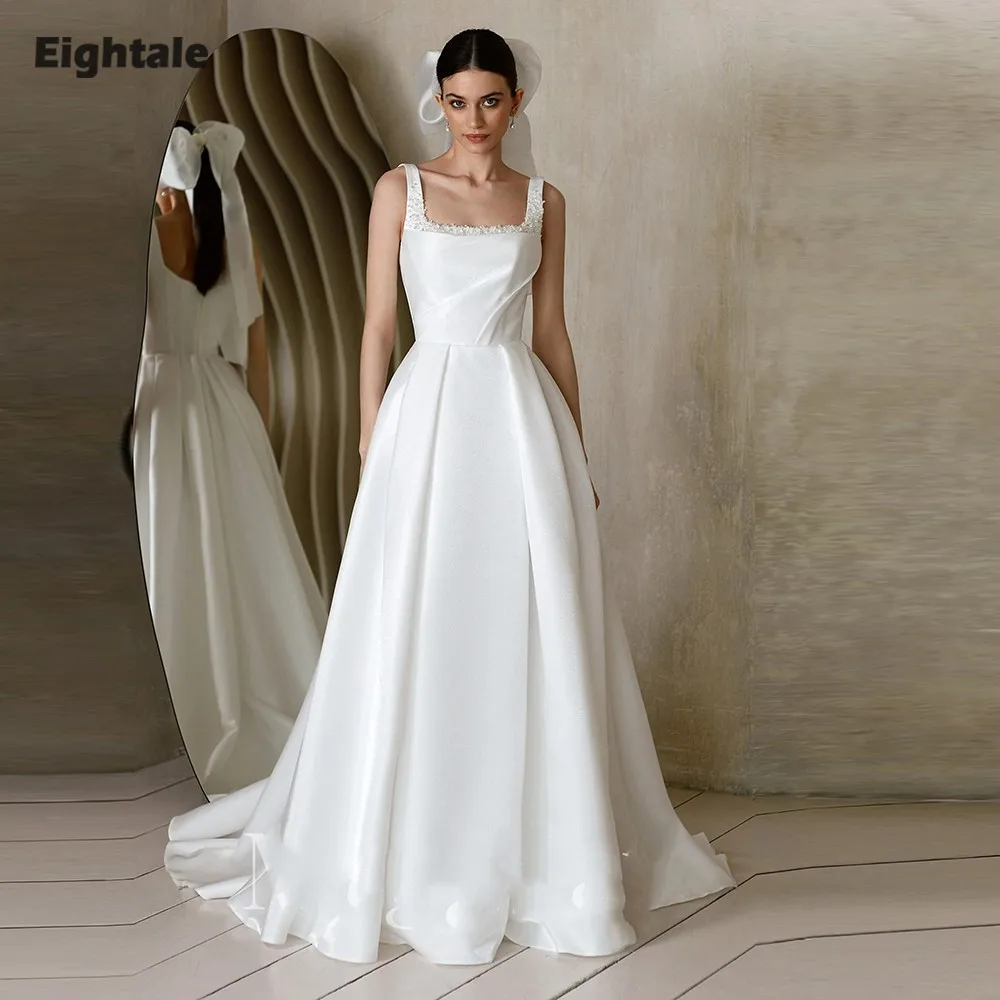 Eightale New Wedding Dresses Beaded Customized White Ivory A-Line Satin Floor Length Bridal Gowns Vestidos De Novia
Eightale New Wedding Dresses Beaded Customized White Ivory A-Line Satin Floor Length Bridal Gowns Vestidos De Novia