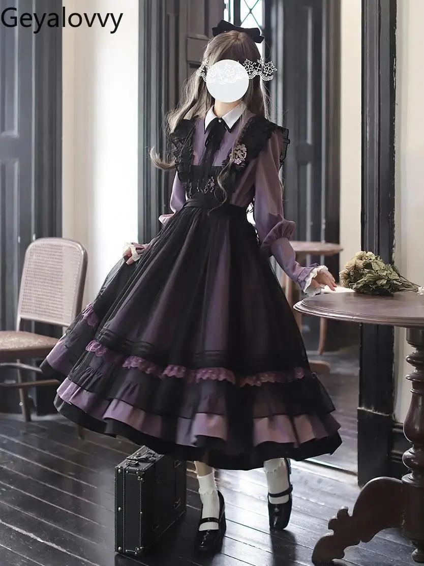 Japanese Original Lolita High Waist Long Sleeve Dress Sweet Cute Girls Lapel Slimming Maxi Dresses Embroidered Mesh Skirt
Japanese Original Lolita High Waist Long Sleeve Dress Sweet Cute Girls Lapel Slimming Maxi Dresses Embroidered Mesh Skirt