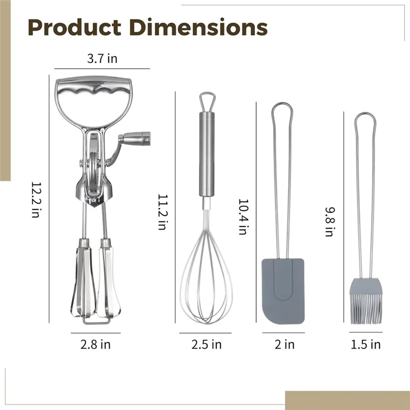ABJN-Rotary Egg Beater Set,Manual Rotating Beater Included Accessories:Silicone Brush, Spatula, And Mixer Double-Head Hand Push
ABJN-Rotary Egg Beater Set,Manual Rotating Beater Included Accessories:Silicone Brush, Spatula, And Mixer Double-Head Hand Push