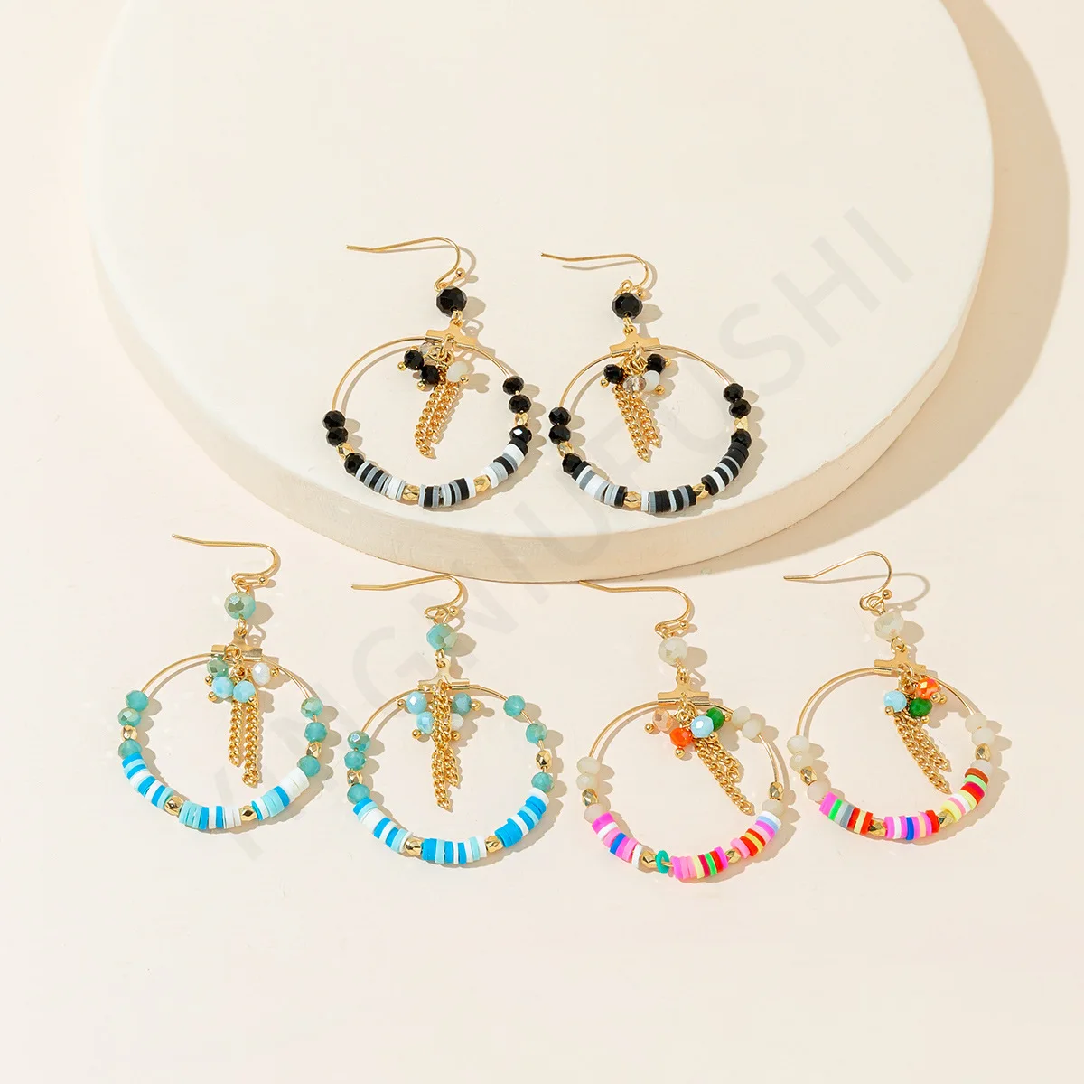 Rice bead earrings Circle Polymer clay Crystal Bohemia Originality Fashion Hand knitting Alloy Simple Female Beaded earrings
Rice bead earrings Circle Polymer clay Crystal Bohemia Originality Fashion Hand knitting Alloy Simple Female Beaded earrings