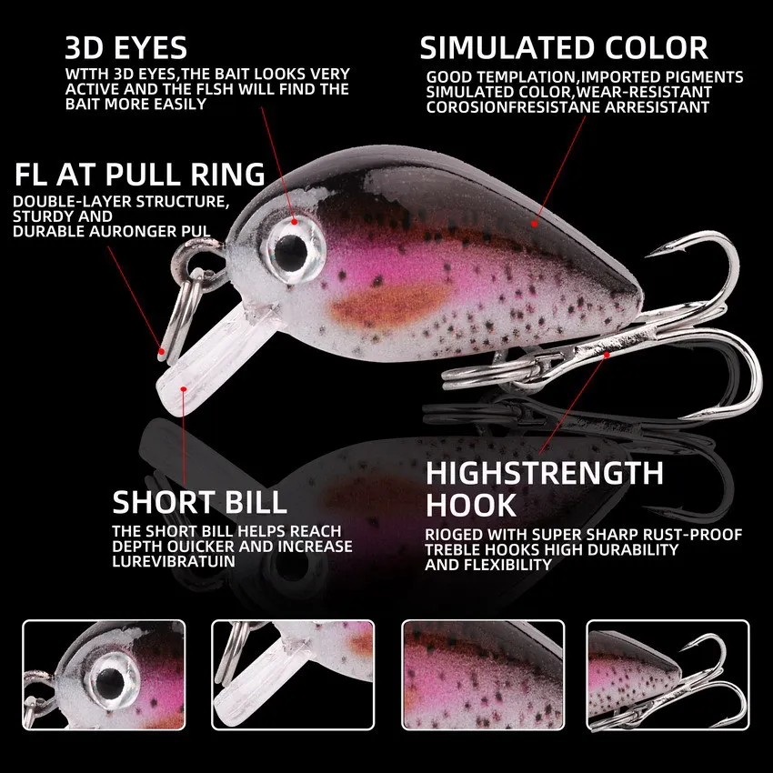 1.5g Ultra Light Micro Fishing Lures Kit Mini Crankbait Combo Tackle Box Realistic Hard Bait High Catch Rate Bass Trout Panfish
1.5g Ultra Light Micro Fishing Lures Kit Mini Crankbait Combo Tackle Box Realistic Hard Bait High Catch Rate Bass Trout Panfish