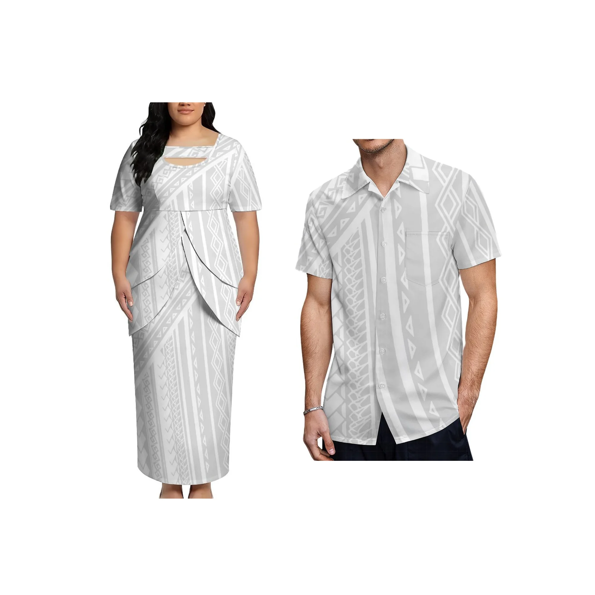 Arrival Polynesian Tribal Print Maxi White Sunday Custom Puletasi Two Piece Dress for Women Cutout Neck Evening Party Dress
Arrival Polynesian Tribal Print Maxi White Sunday Custom Puletasi Two Piece Dress for Women Cutout Neck Evening Party Dress