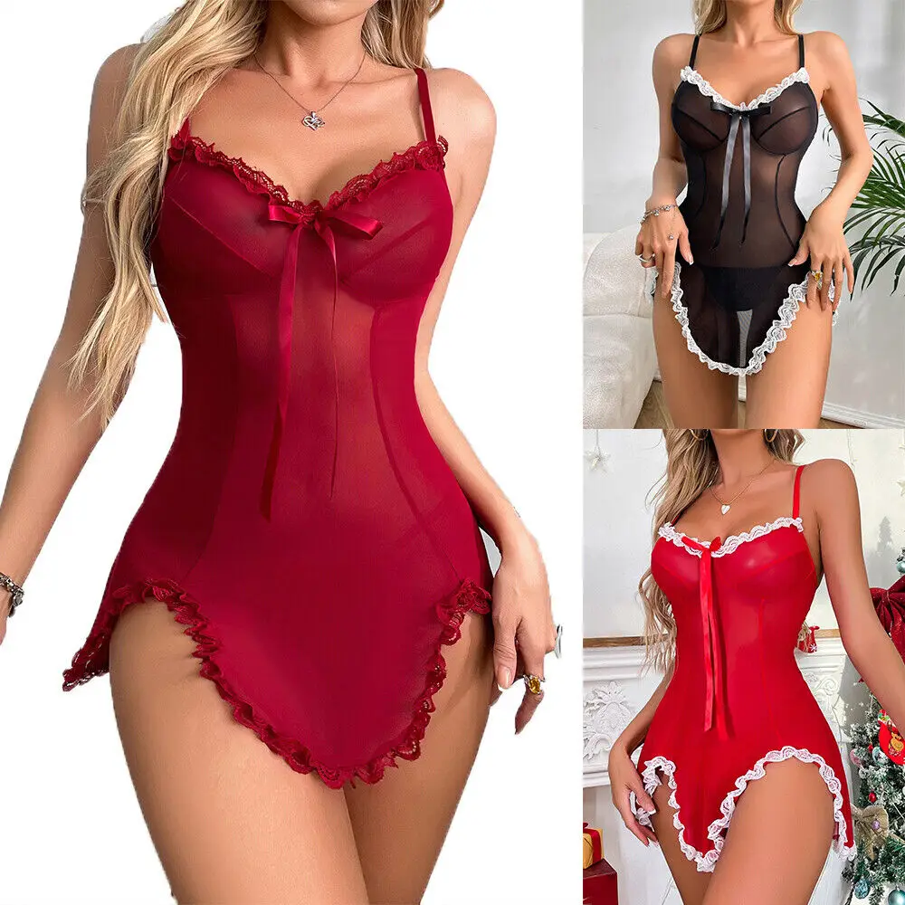 Women's Nightdress Lace Nighties Chemise for Ladies Soft Sexy V Neck Negligee Nightgown See-Through Mini Dress Sleepwear Thong
Women's Nightdress Lace Nighties Chemise for Ladies Soft Sexy V Neck Negligee Nightgown See-Through Mini Dress Sleepwear Thong