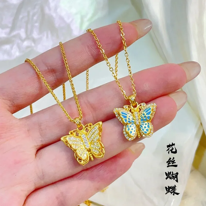 Luxury 24K real gold full diamond filigree butterfly pendant au9999 gold hollow dot diamond enamel necklace pendant ornament
Luxury 24K real gold full diamond filigree butterfly pendant au9999 gold hollow dot diamond enamel necklace pendant ornament