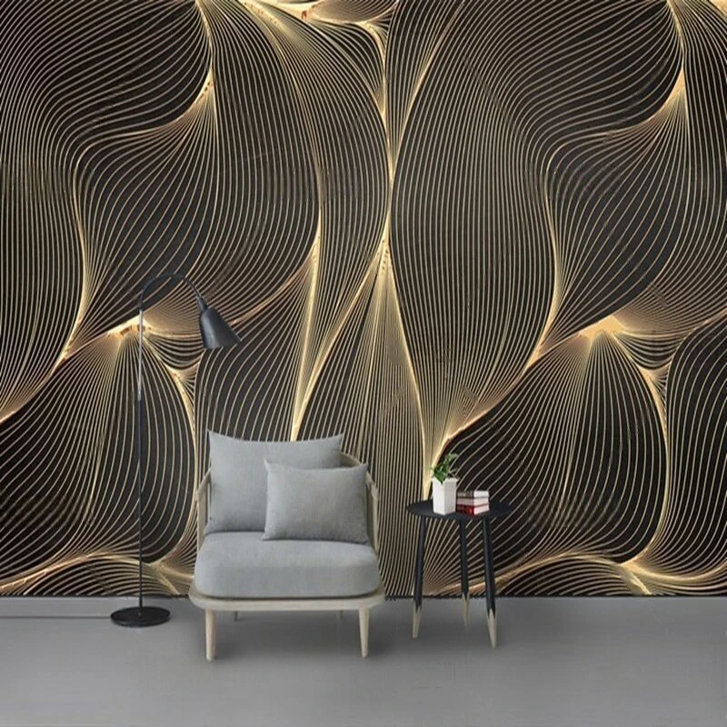 Creative and fashionable black and gold line modern TV luxurious home bedroom background wall
Creative and fashionable black and gold line modern TV luxurious home bedroom background wall